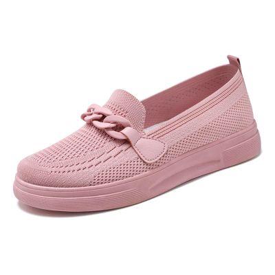DHAEY Women's Lifted Loafer Comfort Soft Breathable Low Heel Shoes Women's Comfortable Casual Ladies Athletic Shoes Walking Shoes (Color : Pink, Size : 8)