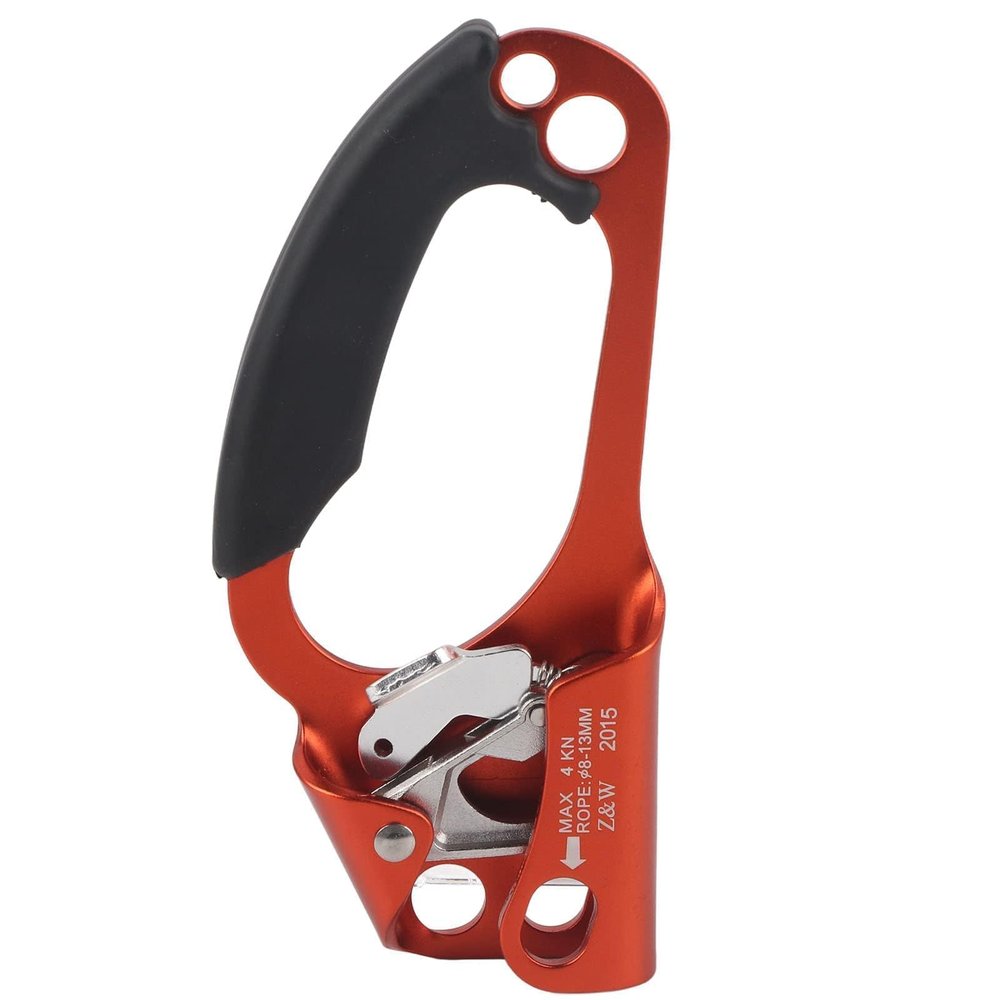 JEOZBM Climbing Hand Ascender, Mountaineering Tree Arborist Climbing Rappelling Equip, Right Hand Ascender for 8-12MM Rope, Strong Rappelling Gear Equipment(Orange)