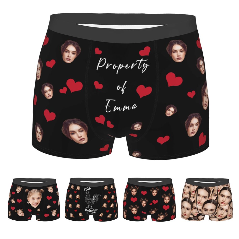 Byxhuc Custom Underwear for Men with Face, Men's Novelty Boxer Briefs Gifts for Him, Underwear with Faces on Them Custom Gifts for Boyfriend, Christmas Anniversary Birthday Gifts for Boyfriend
