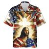 Men's Jesus Hawaiian Shirts - American Flag Button Down Mens Hawaiian Shirts Short Sleeve Series 04 Size 2XL view 1
