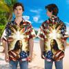 Men's Jesus Hawaiian Shirts - American Flag Button Down Mens Hawaiian Shirts Short Sleeve Series 04 Size 2XL view 2