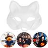 5 Pcs Adult Blank Mask DIY Drawing Halloween Costume Party Accessory, Elastic Band Included (cat face) view 4