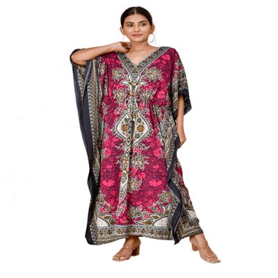 ReynosoHomeDecor---- Kimono Kaftan Dress for Women` Elegant, Miami,lbiza,Holiday Dress,Evening Dress,Loose fit (Pink, 1)