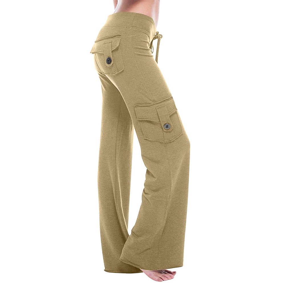 XUNRYAN Cargo Pants Women High Waist Hiking Yoga Pants Lightweight Outdoor Athletic Pants Crop Trousers Joggers Pockets