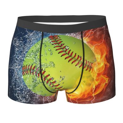 KiHene Men's Boxer Briefs Fire Water Tennis Ball Underwear Trunks Soft Stretch Sport Breathable Short Leg Underpants