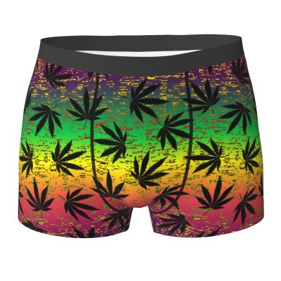 KiHene Men's Boxer Briefs Cool Rasta Color Leaves Underwear Trunks Soft Stretch Sport Breathable Short Leg Underpants