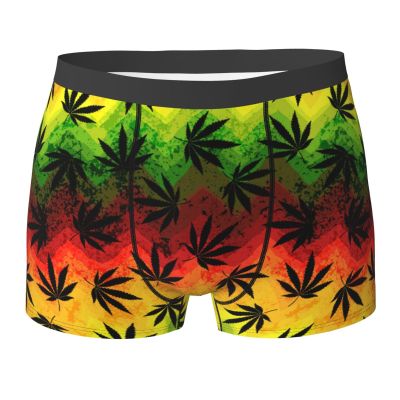 KiHene Men's Boxer Briefs Jamaica Marijuna Underwear Trunks Soft Stretch Sport Breathable Short Leg Underpants