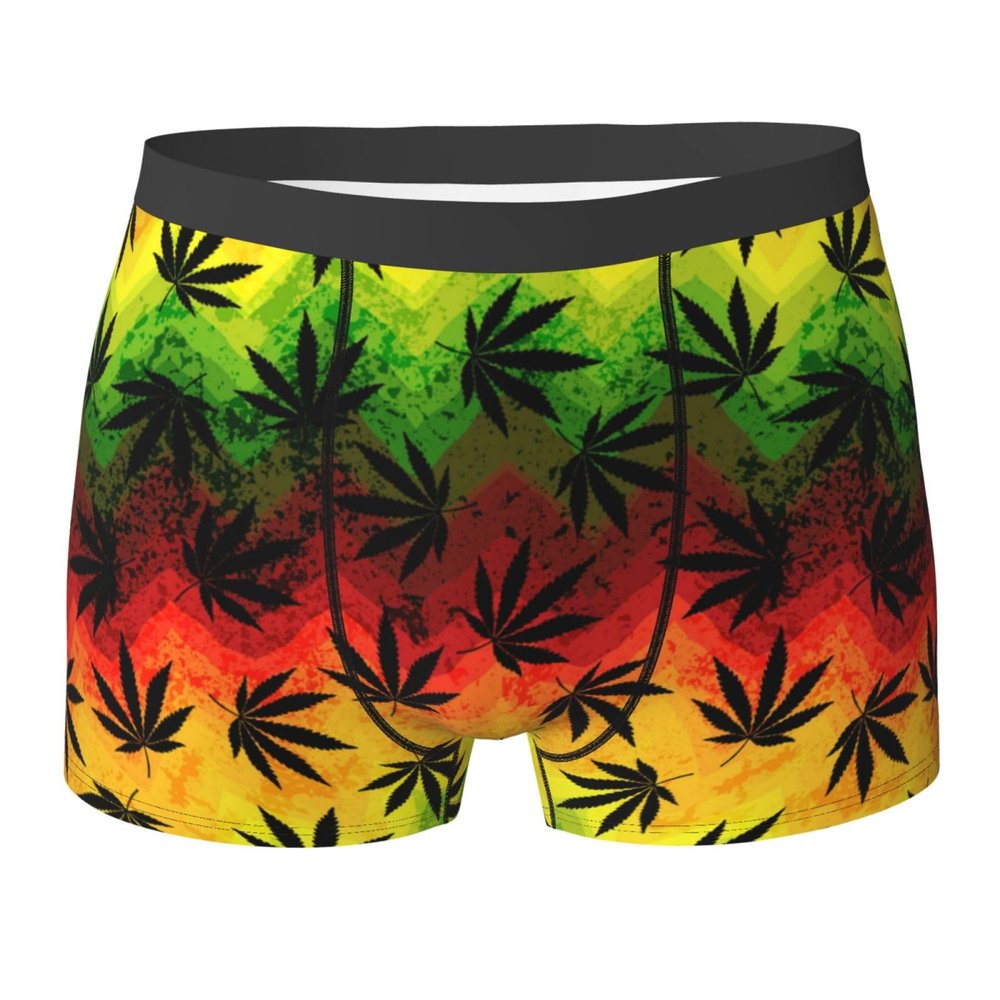 KiHene Men's Boxer Briefs Jamaica Marijuna Underwear Trunks Soft Stretch Sport Breathable Short Leg Underpants