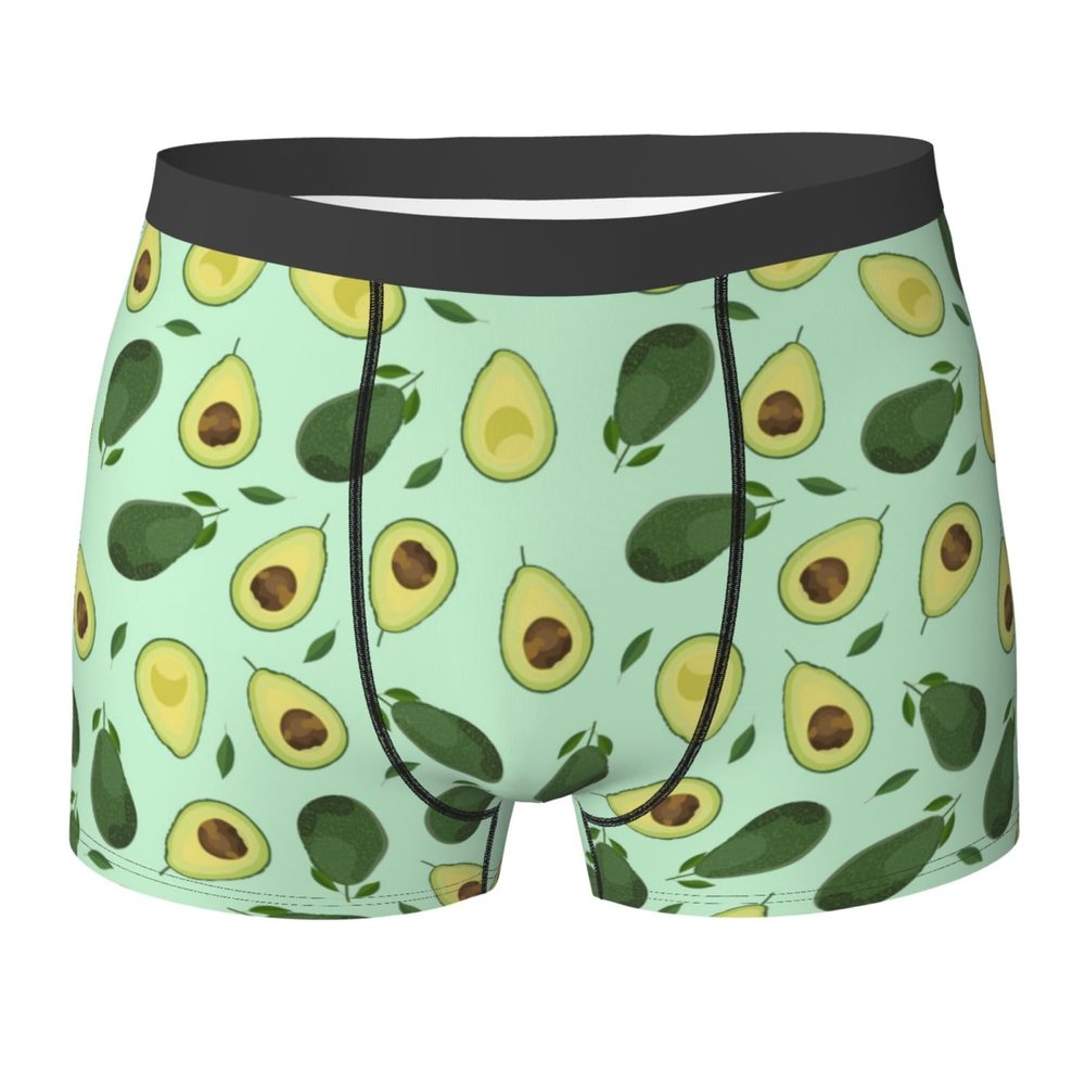 KiHene Men's Boxer Briefs Green Avocado Underwear Trunks Soft Stretch Sport Breathable Short Leg Underpants