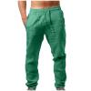 Mens Black Dress Pants White Linen Pants Men Big and Tall Mens Big and Tall Drawstring Stretch Cotton Linen Pants Casual Stylish Solid Beach Sport Loose Trousers Fashion Green XXL view 1
