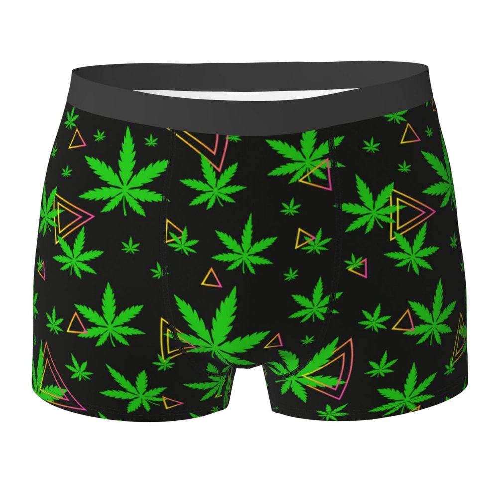 KiHene Men's Boxer Briefs Green Leaf Underwear Trunks Soft Stretch Sport Breathable Short Leg Underpants
