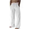 Muscularfit Best Men Pants Casual Joggers Mens Lounge Pants Big and Tall Drawstring Stretch Cotton Linen Trouser Big and Tall Solid Straight Legs Pockets White XL view 1