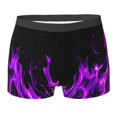 KiHene Men's Boxer Briefs Purple Fire Underwear Trunks Soft Stretch Sport Breathable Short Leg Underpants