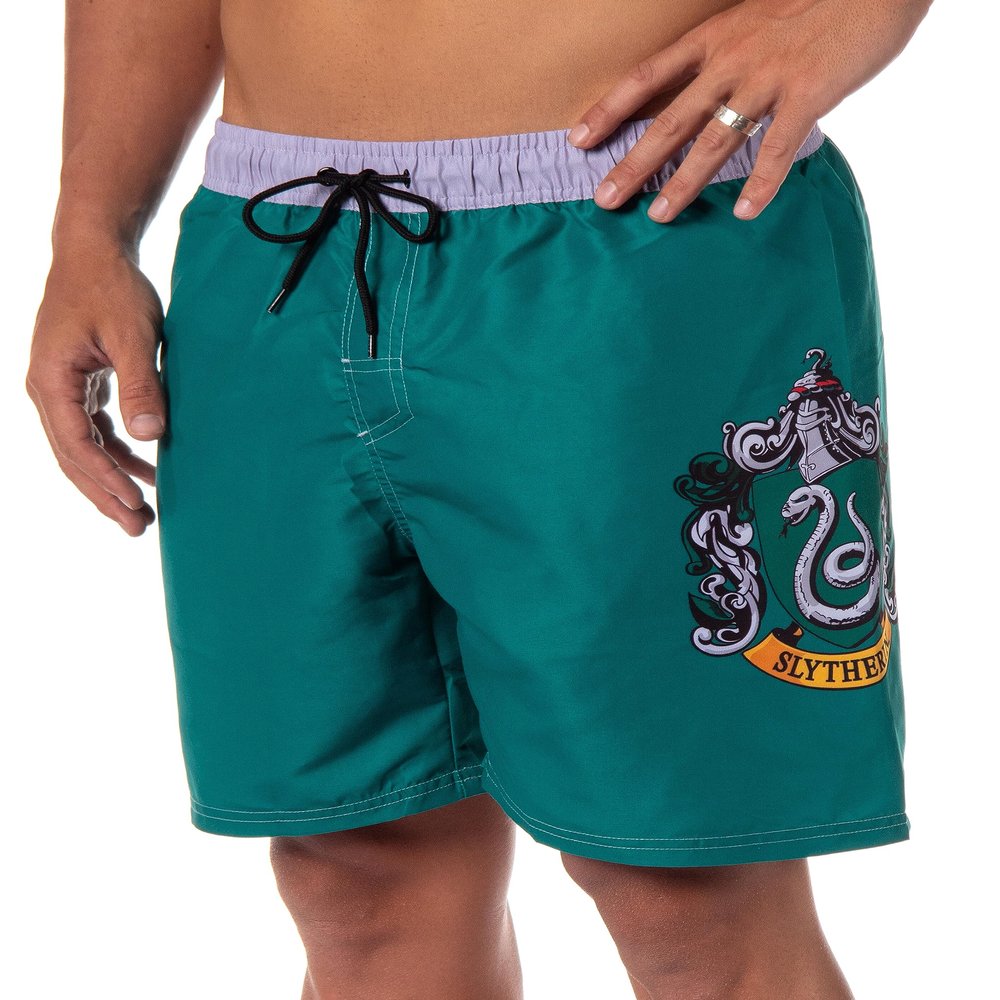 INTIMO The Wizarding World of Harry Potter Men's Hogwarts All Houses Swim Trunks (Slytherin, Small)