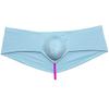Jaxu Men's Check Spandex Bulge Pouch Underwear Soft Thong Boxers Hipster Boyshorts String Crotch Underpants 2-Pack(Light Blue) L view 2