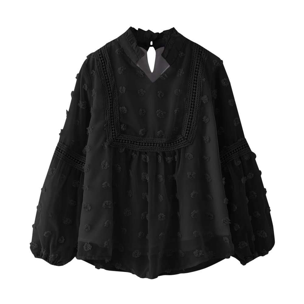Toddler Girls Cute Long Sleeve V Neck Chiffon Blouses Loose Soft Casual Shirts Tops Girls Girls Back (Black, 5-6 Years)
