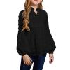 Toddler Girls Cute Long Sleeve V Neck Chiffon Blouses Loose Soft Casual Shirts Tops Girls Girls Back (Black, 5-6 Years) view 2