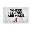 Alabama Collegiate Crimson Tide Where Legends Are Made Primary A Logo with 4 Brass Grommets - 4x6 Ft - Printed Double-Layered 2 ply 200 Denier Nylon - Correctly Reads on Both Sides - Finished Ends for Added Durability - Quadruple Stitched Fly End view 1
