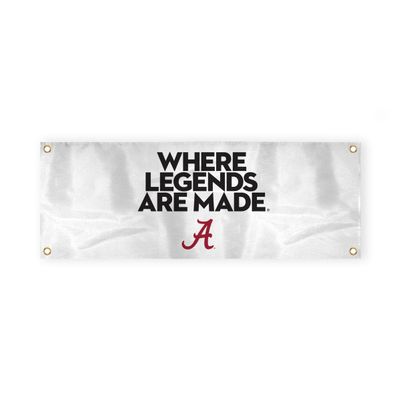Alabama Collegiate Crimson Tide Where Legends Are Made Primary A Logo with 4 Brass Grommets - 2x4 Ft - Printed Double-Layered 2 ply 200 Denier Nylon - Correctly Reads on Both Sides - Finished Ends for Added Durability - Quadruple Stitched Fly End
