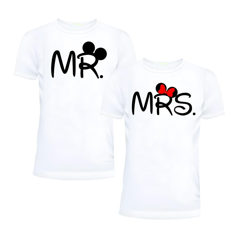 Couple Matching Shirts Mr Mrs His and her T-Shirt Set Husband Wife Man Women Out fits Valentine 2 Women XXL/Men S White