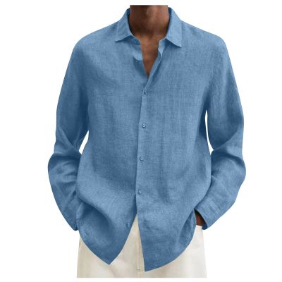 Black Dress Shirt, Men's Casual Shirts Mens Dress Long Sleeve Maroon Dress Shirt Men Designer Spring Summer Casual Cotton Linen Solid Color Shirts Loose Polyester Easter Shirt (3XL, Light Blue)