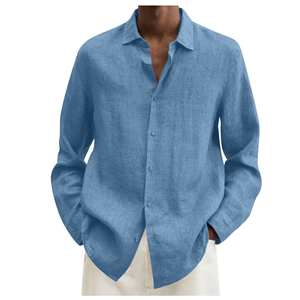 Black Dress Shirt, Men's Casual Shirts Mens Dress Long Sleeve Maroon Dress Shirt Men Designer Spring Summer Casual Cotton Linen Solid Color Shirts Loose Polyester Easter Shirt (3XL, Light Blue)