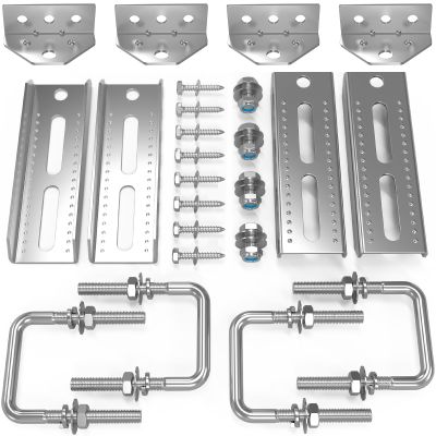 4 PCS 8" Galvanized Swivel Top Bunk Bracket Kit with Hardware for 3"x3"2"x3",1.5"x3" Boat Trailer Crossmember, Boat Trailer Bunk Brackets & Square U-Bolts