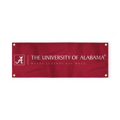 Alabama University Crimson Tide Red Design Logo with 4 Brass Grommets - 2x4 Ft - Printed Double-Layered 2 ply 200 Denier Nylon - Correctly Reads on Both Sides - Finished Ends for Added Durability - Quadruple Stitched Fly End