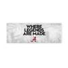 Alabama Collegiate Crimson Tide Where Legends Are Made Primary A Logo with 4 Brass Grommets - 3x8 Ft - Printed Double-Layered 2 ply Spun Polyester - Correctly Reads on Both Sides - Finished Ends for Added Durability - Quadruple Stitched Fly End view 1