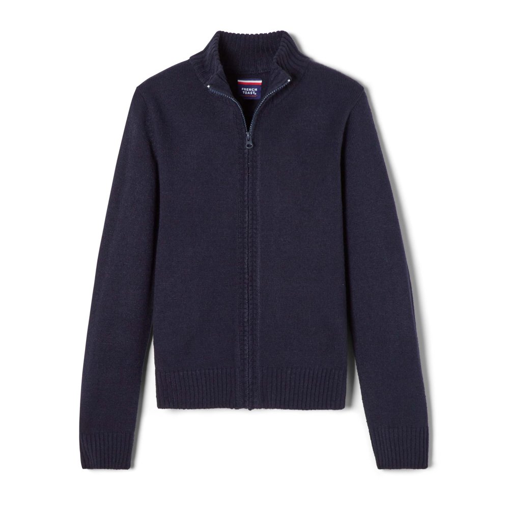 French Toast Boys' Zip Front Sweater, Navy Blue, Small