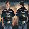 Airplane Hawaiian Shirts for Men - Moon Night Button Down Mens Hawaiian Shirts Short Sleeve Series 23 Size L view 2