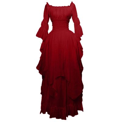 Irish Renaissance Fairy Dress Vintage Witch Pirate Costume Medieval Dress Plus Size Faire Dress Victorian Ball Gown Wine