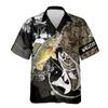 Walleye Fishing Hawaiian Shirts for Men - Camouflage Button Down Mens Hawaiian Shirts Set 46 Size 3XL view 1