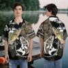 Walleye Fishing Hawaiian Shirts for Men - Camouflage Button Down Mens Hawaiian Shirts Set 46 Size 3XL view 2