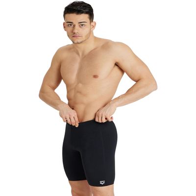 ARENA Feel Men's Dynamo Swim Jammer Athletic Swimwear Knee-Length Swimsuit Sports Bathing Suit Stretchy Swim Trunks Beach and Pool, Black, US Size 28