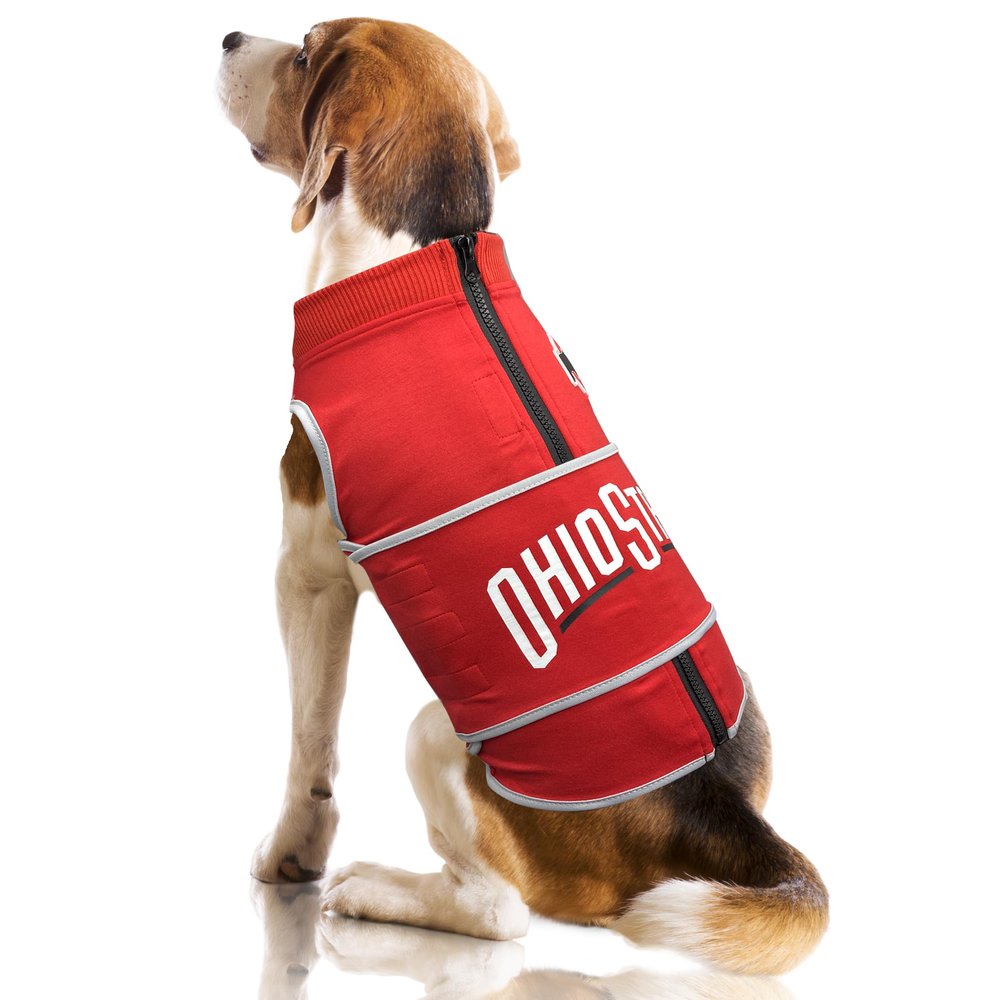 NCAA Ohio State Buckeyes Dog Anxiety Shirt Calming Soothing Vest, for Dogs Cats with Anxiety, Fears, Fireworks, Loud Noises, Dark, Lonely Keeps Dogs Calm Feeling Safe, Relaxing Jacket X-Small