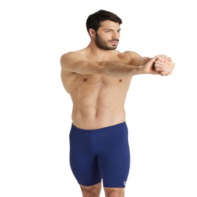 ARENA Feel Men's Dynamo Swim Jammer Athletic Swimwear Knee-Length Swimsuit Sports Bathing Suit Stretchy Swim Trunks Beach and Pool, Navy, US Size 18
