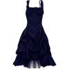 Uillui Womens Steampunk Gothic Dress Medieval Renaissance Lace Up Ruffled Corset Dress Sleeveless High Low Victorian Dress Navy view 1