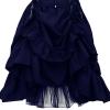 Uillui Womens Steampunk Gothic Dress Medieval Renaissance Lace Up Ruffled Corset Dress Sleeveless High Low Victorian Dress Navy view 2