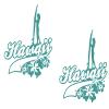 2 Pack - Hawaii - Girl on Surfboard | Decal Vinyl Sticker Graphics for Car Truck SUV Van Window Laptop Tumbler| 5" Width by 5.5" Height HOM0124.054 Turquoise view 1