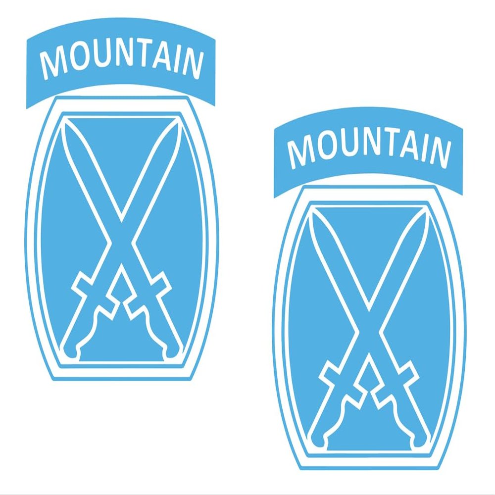2 Pack - 10th Mountain Division (Light Infantry) - Insignia | Decal Vinyl Sticker Graphics for Car Truck SUV Van Window Laptop Tumbler| 4" Width by 5.5" Height HOM0117.053 Light Blue