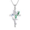 YFN Hummingbird Necklace 925 Sterling Silver Hummingbird Cross Pendant Necklace Bird with Flower Jewelry Gifts for Women view 1