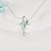 YFN Hummingbird Necklace 925 Sterling Silver Hummingbird Cross Pendant Necklace Bird with Flower Jewelry Gifts for Women view 2