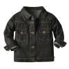Toddler Kid Baby Boys Girls Denim Jacket Long Sleeve Button Down Jeans Coat Cowboy Overcoat (A-Black, 12-18 Months) view 1