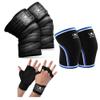 Mava Sports Knee Wraps for Cross Training with Elastic Support + Knee Compression Sleeves + Ventilated Workout Gloves with Integrated Wrist Wraps and Full Palm Silicone Padding for Men & Women view 1