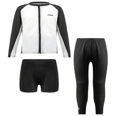 Sxiwei Kids Boys Beach Surfing Swimming Suit 3pcs UV Sun Protection Rash Guard Swimsuits White&Black 3-4 Years