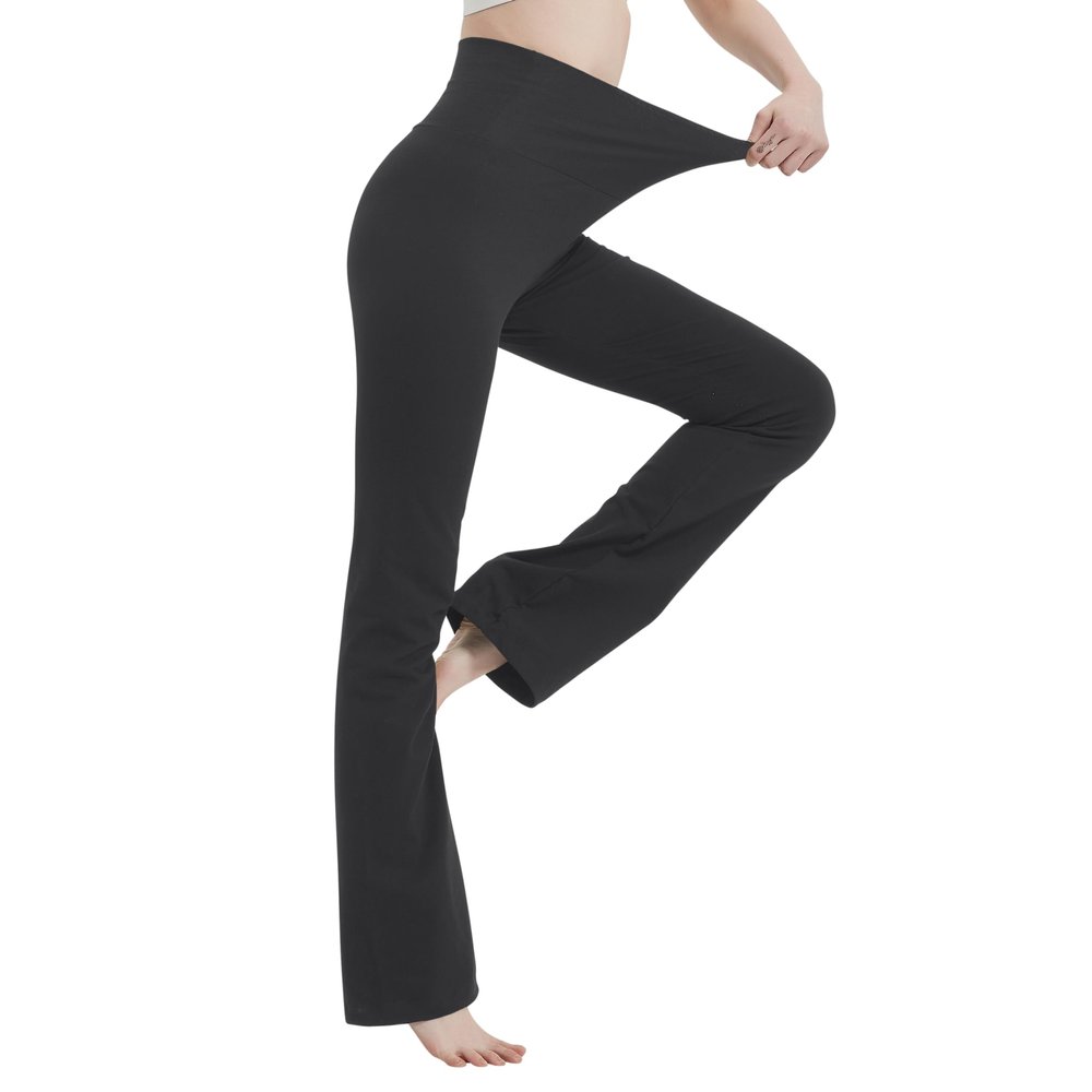 MC&LO Cotton Spandex High Rise Bootcut Flare Yoga Pants Legging(Regular Size/Plus Size) S-4XL (32" Inseam) Charcoal