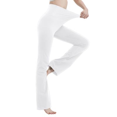 MC&LO Cotton Spandex High Rise Bootcut Flare Yoga Pants Legging(Regular Size/Plus Size) S-4XL (32" Inseam) White