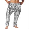 Vxuxlje Men's Shiny Elastic Waistband Harem Pants Jazz Hip Hop Dance Baggy Trousers Clubwear Silver Small view 2