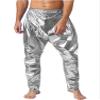 Vxuxlje Men's Shiny Elastic Waistband Harem Pants Jazz Hip Hop Dance Baggy Trousers Clubwear Silver Small view 3